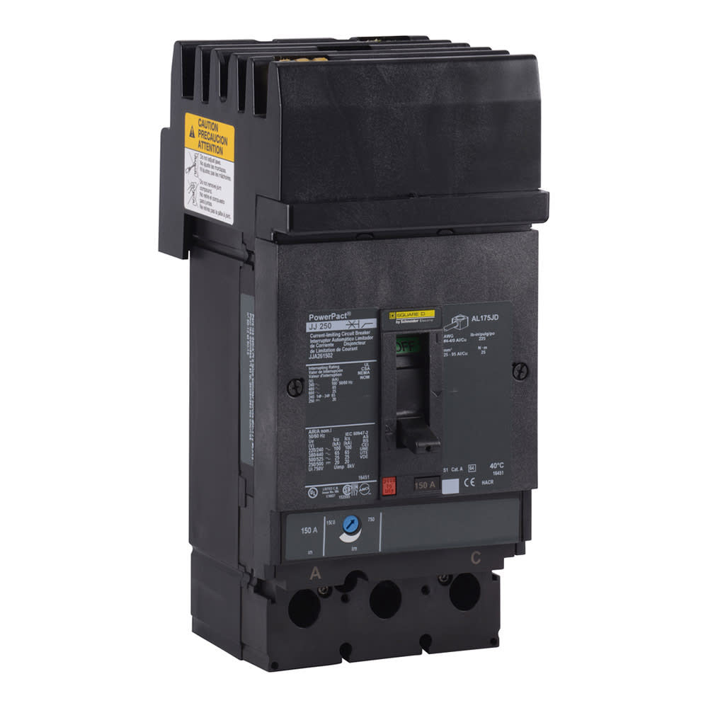 Molded Case Circuit Breaker, POWERPACT J Series, 200A, 2 Pole, 600V AC, 100kA at 240V AC - JJA262002