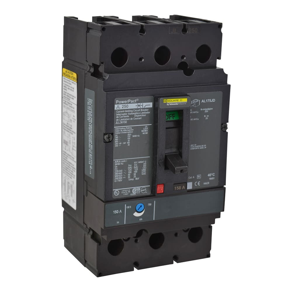 Molded Case Circuit Breaker, POWERPACT J Series, 200A, 3 Pole, 600V AC, 125kA at 240V AC - JLL36200LY