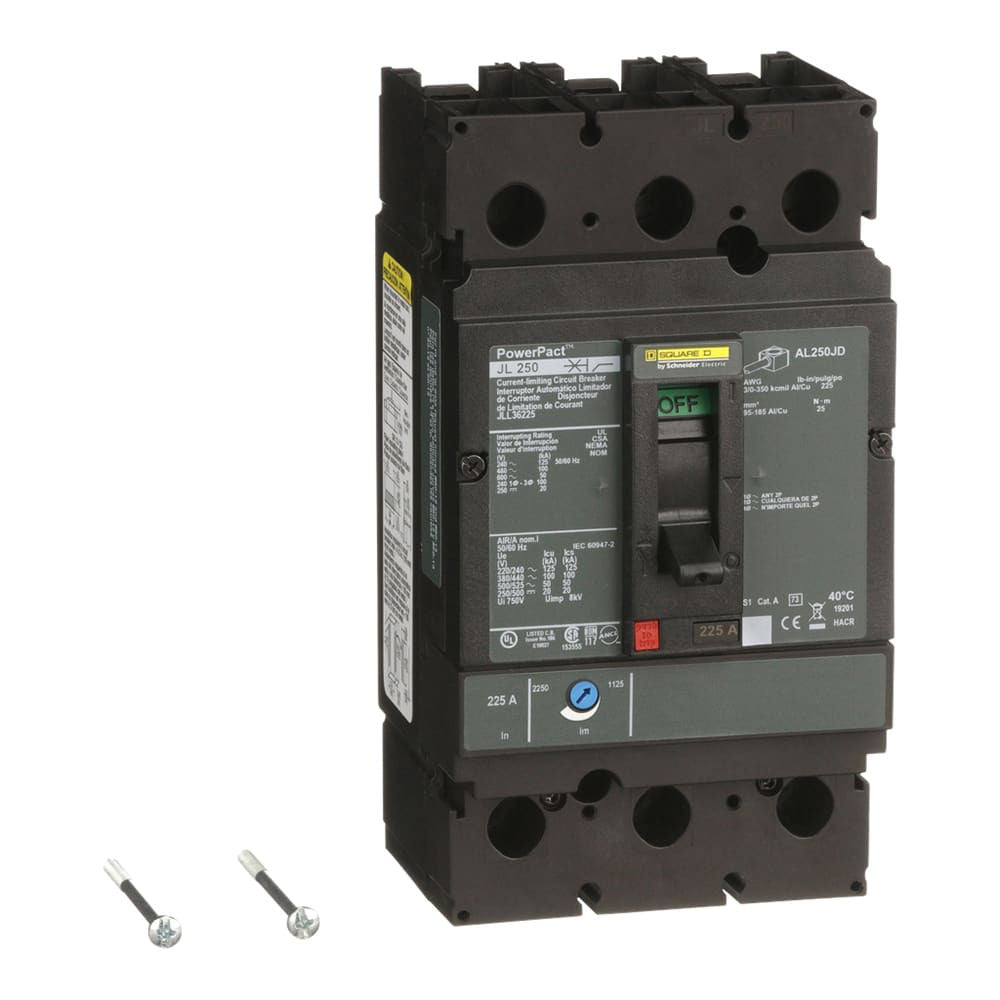 Molded Case Circuit Breaker, POWERPACT J Series, 225A, 3 Pole, 600V AC, 125kA at 240V AC - JLL36225