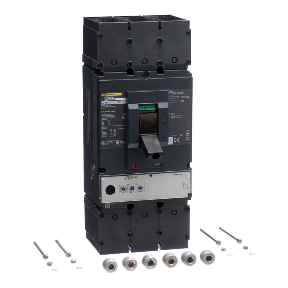 Molded Case Circuit Breaker, POWERPACT L Series, 400A, 3 Pole, 600V AC, 65kA at 240V AC - LGL36400CU31X