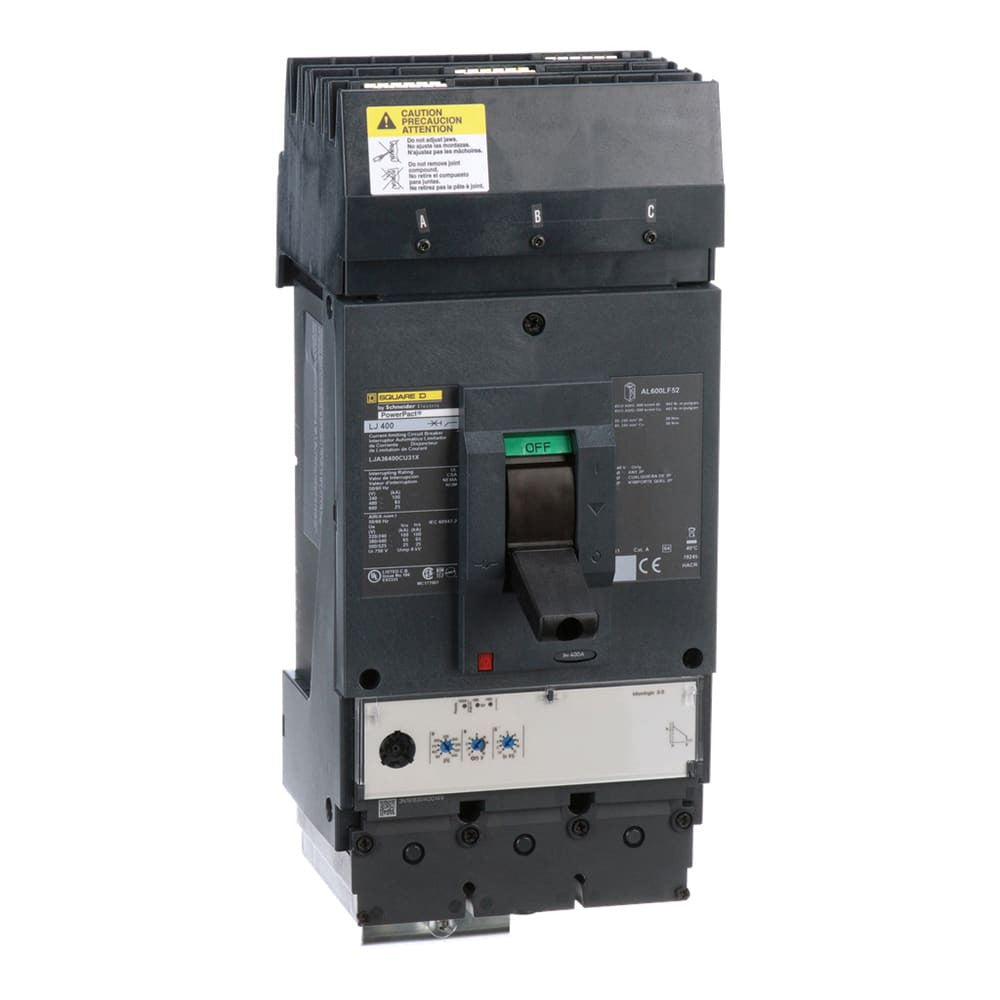 Powerpact L I-line Circuit Breaker, MICROLOGIC3.3, 400A, 3P, 600V, 25KA - LJA36400CU31X