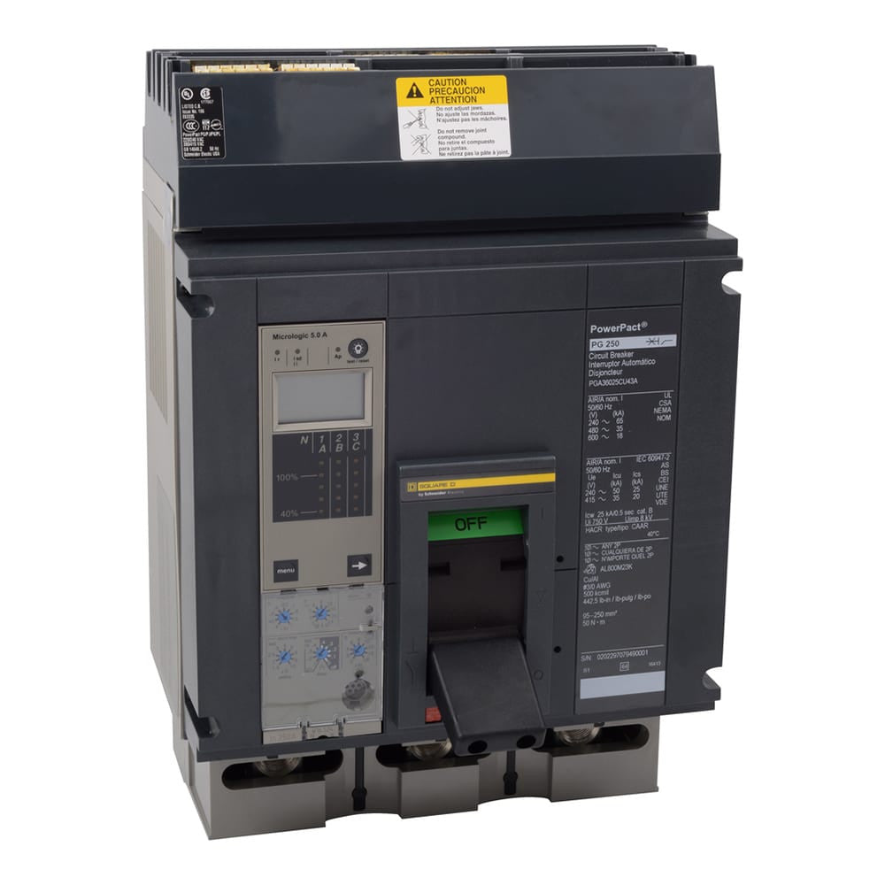 Molded Case Circuit Breaker, POWERPACT P Series, 800A, 3 Pole, 600V AC, 100kA at 240V AC - PJA36080CU31A