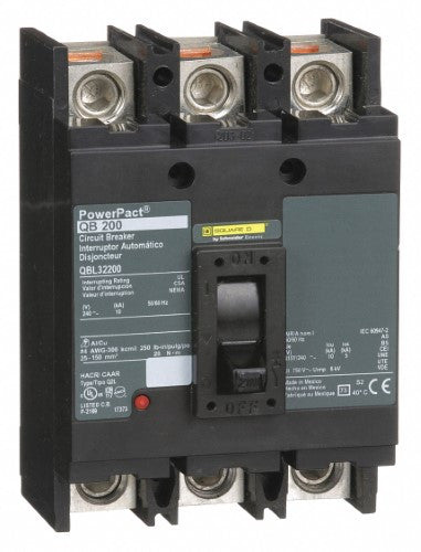 Molded Case Circuit Breaker, POWERPACT Q Series, 200A, 3 Pole, 240V AC, 10kA at 240V AC - QBL32200