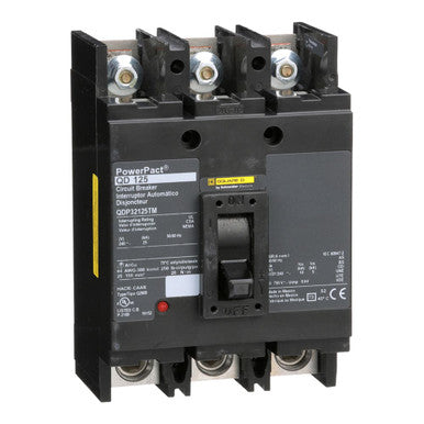 Molded Case Circuit Breaker, POWERPACT Q Series, 125A, 3 Pole, 240V AC, 25kA at 240V AC - QDP32125TM