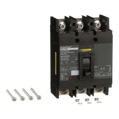 Molded Case Circuit Breaker, POWERPACT Q Series, 100A, 3 Pole, 240V AC, 65kA at 240V AC - QGP32100TM