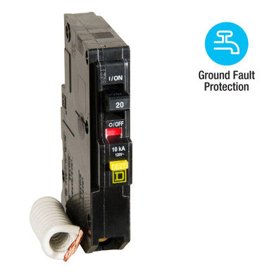 Miniature Circuit Breaker, QO Series, 20A, 1 Pole, 120V AC, 10kA at 120V AC, A Curve - QO120GFICP