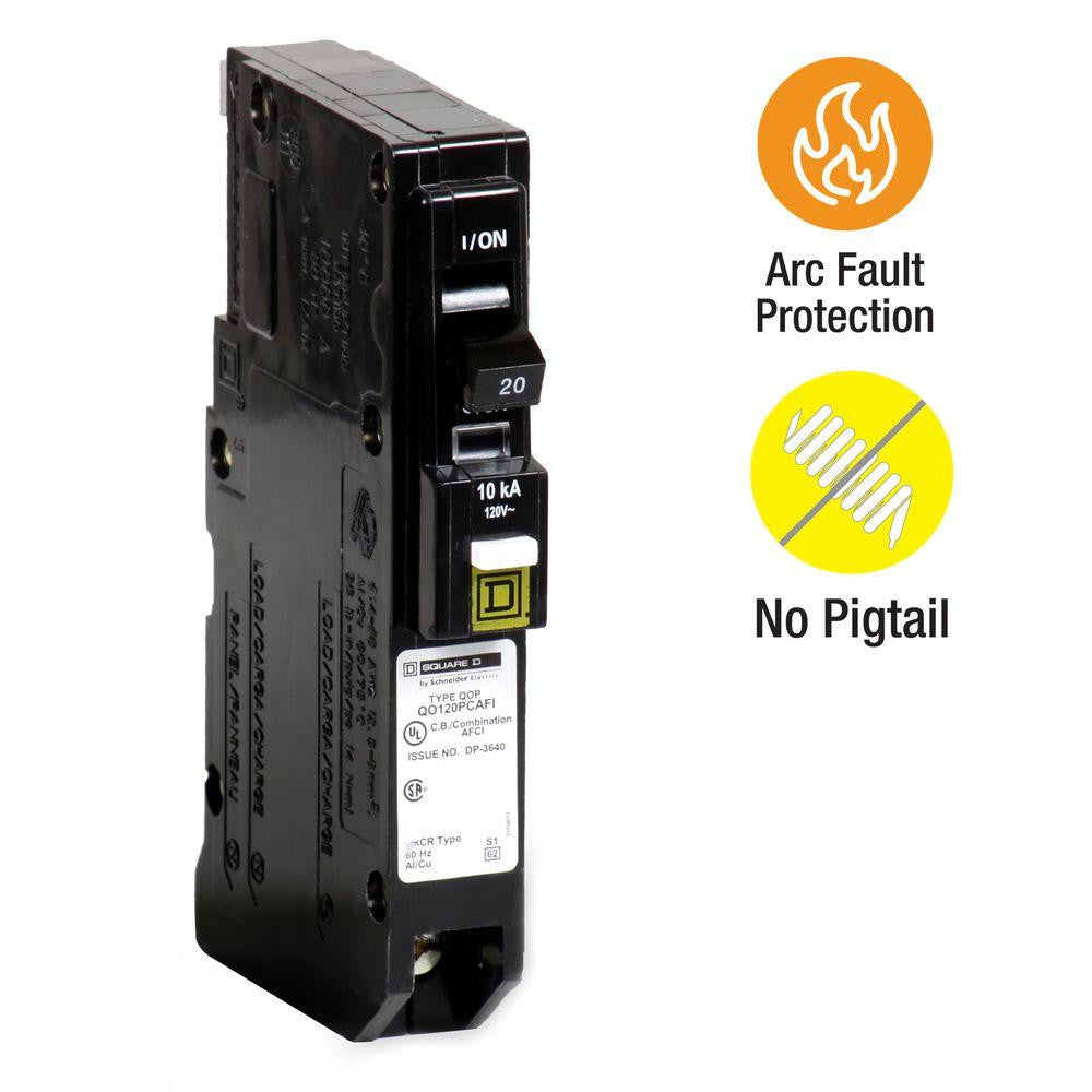 Miniature Circuit Breaker, QO Series, 20A, 1 Pole, 120V AC, 10kA at 120V AC - QO120PCAFIC