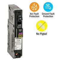 Miniature Circuit Breaker, QO Series, 20A, 1 Pole, 120V AC, 10kA at 120V AC - QO120PDFC