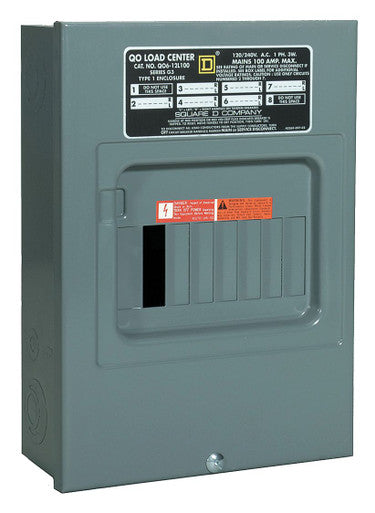 3-WIRE 120/240VAC Surface Device Fixed Mains Indoor Accepts 12 1P Ckt Breakers - QO612L100S