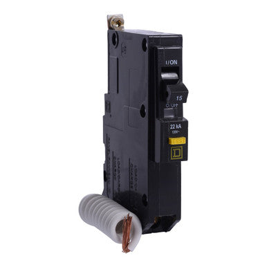Miniature Circuit Breaker, QO Series, 15A, 1 Pole, 120V AC, 22kA at 120V AC, A Curve - QOB115VHGFI