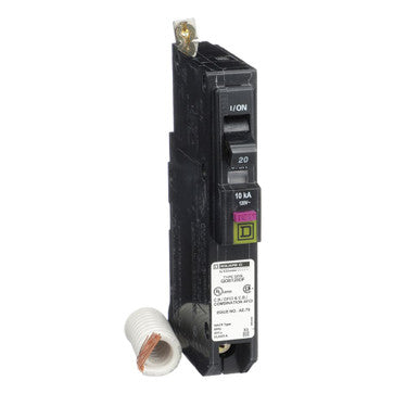 Miniature Circuit Breaker, QO Series, 20A, 1 Pole, 120V AC, 10kA at 120V AC - QOB120DF