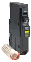Miniature Circuit Breaker, QO Series, 20A, 1 Pole, 120V AC, 10kA at 120V AC, A Curve - QOB120GFI