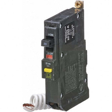 Miniature Circuit Breaker, QO Series, 20A, 1 Pole, 120V AC, 22kA at 120V AC, A Curve - QOB120VHGFI
