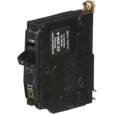 Miniature Circuit Breaker, QO Series, 30A, 1 Pole, 120/240V AC, 22kA at 120/240V AC - QOB130VH