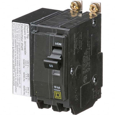 Miniature Circuit Breaker, QO Series, 50A, 2 Pole, 120/240V AC, 10kA at 120/240V AC - QOB2501021
