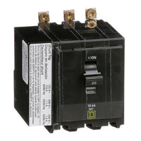 Miniature Circuit Breaker, QO Series, 20A, 3 Pole, 120/240V AC, 10kA at 120/240V AC - QOB3201021