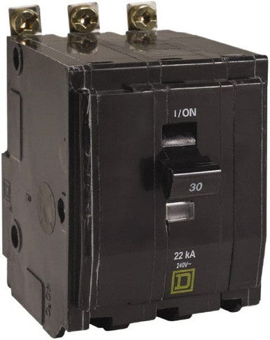Miniature Circuit Breaker, QO Series, 30A, 3 Pole, 120/240V AC, 22kA at 120/240V AC - QOB330VH