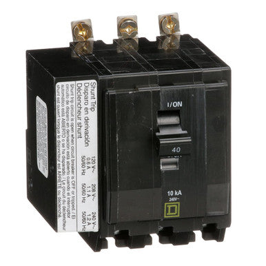 Miniature Circuit Breaker, QO Series, 40A, 3 Pole, 120/240V AC, 10kA at 120/240V AC - QOB3401021