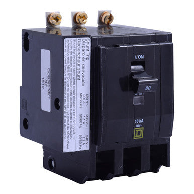 Miniature Circuit Breaker, QO Series, 80A, 3 Pole, 120/240V AC, 10kA at 120/240V AC - QOB3801021