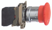 Switch Emergency Stop N.O./N.C. SPST/SPST Mushroom Button 6A 600VAC 600VDC 44N Screw Clamp Panel Mount - XB4BS8445