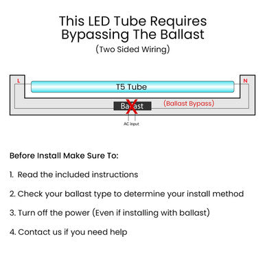 Ballast Bypass T5 LED Mini Bi-Pin 4 Watt 400 Lumens 3000K Soft White - Replaces F8T5/WW