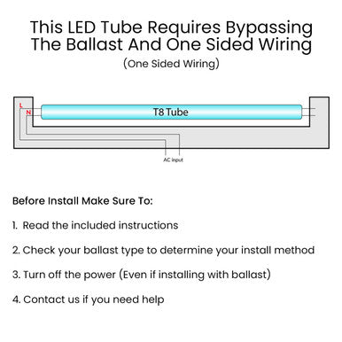 LED T8 Linear Retrofit Bulb - 4 Foot - 14 Watt - 1800 Lumens - 4000K Cool White - Ballast Bypass Only