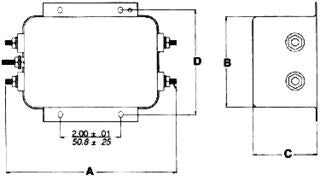 Power Line Filter 50Hz/60Hz 15A 250VAC Quick Connect Flange Mount - 15VT6