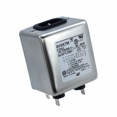Power Line Filter RFI 50Hz/60Hz 6A 250VAC Quick Connect Thru-Hole - 6VSK7M