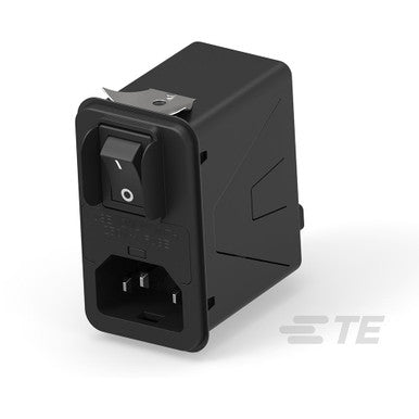 Conn Power Entry EMI Filtered Receptacle 3 POS 250VAC 6A ST Single Port - 7-1609158-5