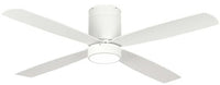 52 Inch White Finish ABS Plastic 4-Blade Ceiling Fan & Light - 120V - 19W - 3000K Soft White - Wall Switch Included