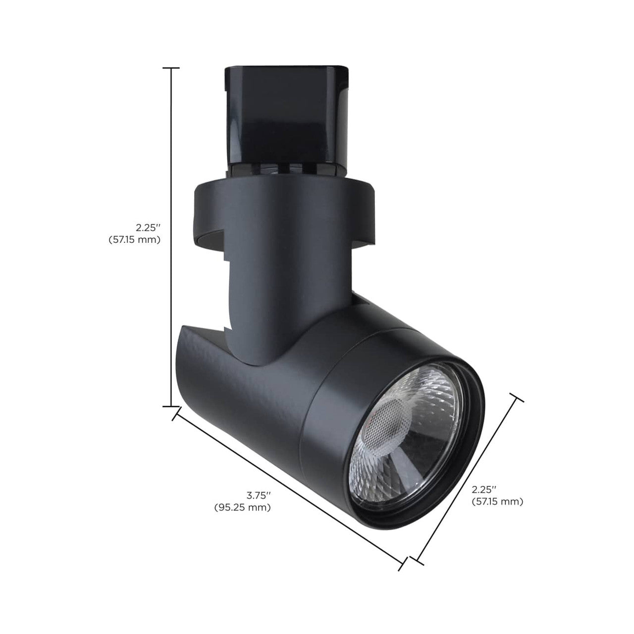 Barrel Style LED Track Head Only  - Black Finish - 24 Degree Beam - 1020 Lumens - 3000K Soft White - 12 Watt - Dimmable - 3 Contact Halo Style