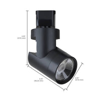 Barrel Style LED Track Head Only  - Black Finish - 24 Degree Beam - 1020 Lumens - 3000K Soft White - 12 Watt - Dimmable - 3 Contact Halo Style