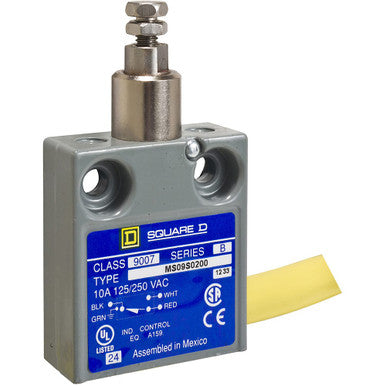 Switch Limit N.O./N.C. SPDT Top Plunger Cable 6A 240VAC 28VDC 22.24N Linear Shoulder Mount - 9007MS09S0206