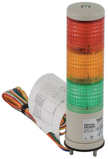 Tower Light Assembly, 24V, Red, Orange, Green, 40 mm Dia., 594 1/2 mm Height, LED - XVC4B35S
