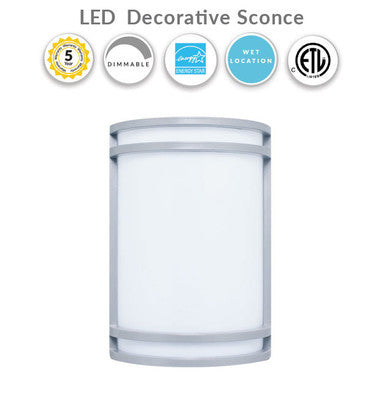 LED Decorative Sconces - Contemporary Outdoor Wall Lights - Different Options for Size, Finish and a Photocell