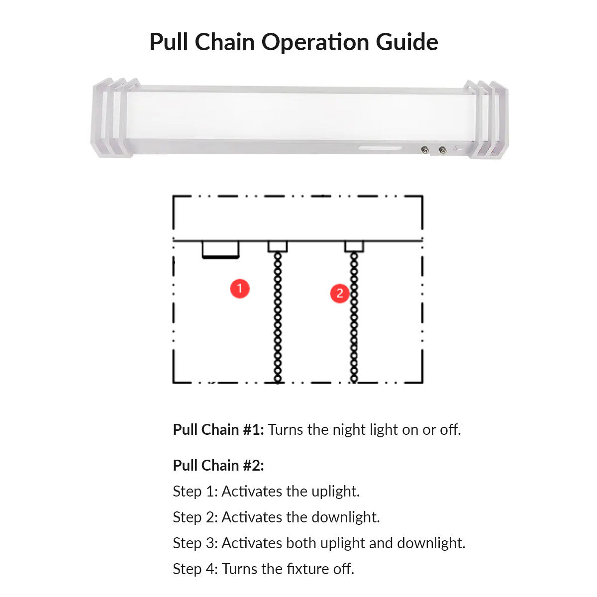 Traditional Hospital Bed Light - 3 Foot - 20W Uplight - 36W Downlight - 120-277V - Color Temperature Selectable 27K/30K/40K - White Finish