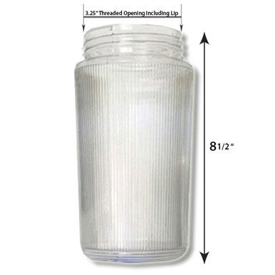 8 Inch Plastic Cylinder Threaded Lip Opening Clear Ribbed Acrylic