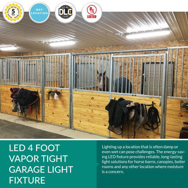 LED Vaportights - Commercial Grade Ceiling Light Fixtures -  Surface or Conduit Mounted - Choose Your Wattage, Color Temperature and Accessories