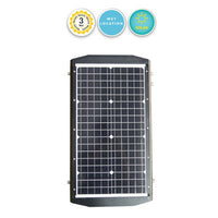 LED Solar Street Light - 80 Watt - 12000 Lumens - 6000K Daylight - Post Mount - with Programmable Motion Sensor - Black Finish