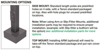 30 Foot Square Pole For Surface Mount - Steel With Bronze Finish - 5 Inch Diameter With 2.5 Inch Tenon Adapter
