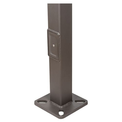 15 Foot Square Pole For Surface Mount - Steel With Bronze Finish - 4 Inch Diameter With 2.5 Inch Tenon Adapter