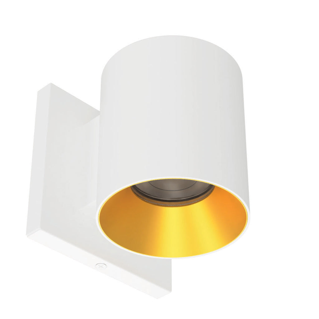 Zoron 5CCT Round Trimmed Wall Mount Flood Beam White/Gold - W4R-FCS-WTGL