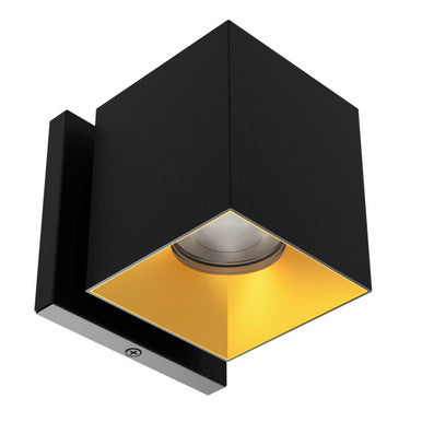 Zoron 5CCT Square Trimmed Wall Mount Narrow Beam Black/Gold - W4S-NCS-BKGL