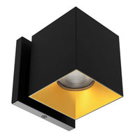 Zoron 5CCT Square Trimmed Wall Mount Flood Beam Black/Gold - W4S-FCS-BKGL