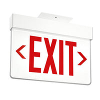 Lithonia  Aluminum Edge-Lit Exit Sign, White, Double face, Red on white, Double Arrows, Dual voltage, No Battery, Top mount to Jbox Only - Rough-In Housing Not Included