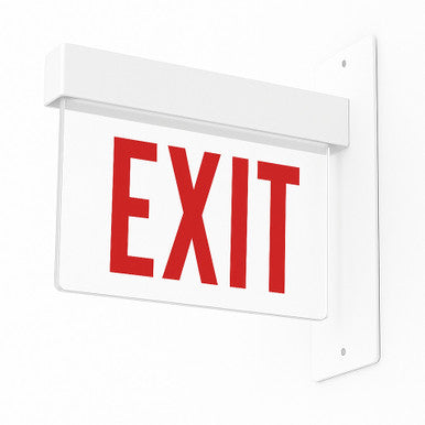 Lithonia Aluminum Edge-Lit Exit Sign, Double face, Red with mirror separator, Double face, Dual voltage, End mount, AC Only - NO Emergency Battery