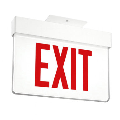 Lithonia  Aluminum Edge-Lit Exit Sign, White, Single face, Red on white, Dual voltage, No Battery, Top mount to Jbox Only - Rough-In Housing Not Included