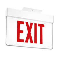 Lithonia  Aluminum Edge-Lit Exit Sign, White, Single face, Red on white, Dual voltage, No Battery, Top mount to Jbox Only - Rough-In Housing Not Included