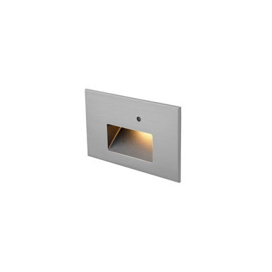 Horizontal Amber Step and Wall Light with Photocell in Stainless Steel