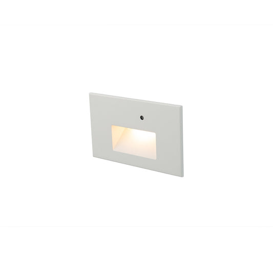 Horizontal Amber Step and Wall Light with Photocell in White Aluminum